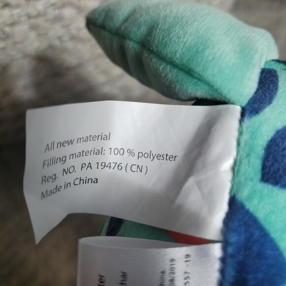 Huntington Home Throw Buddy Dinosaur Triceratops Blue Teal Orange Stuffed Animal - Picture 6 of 8